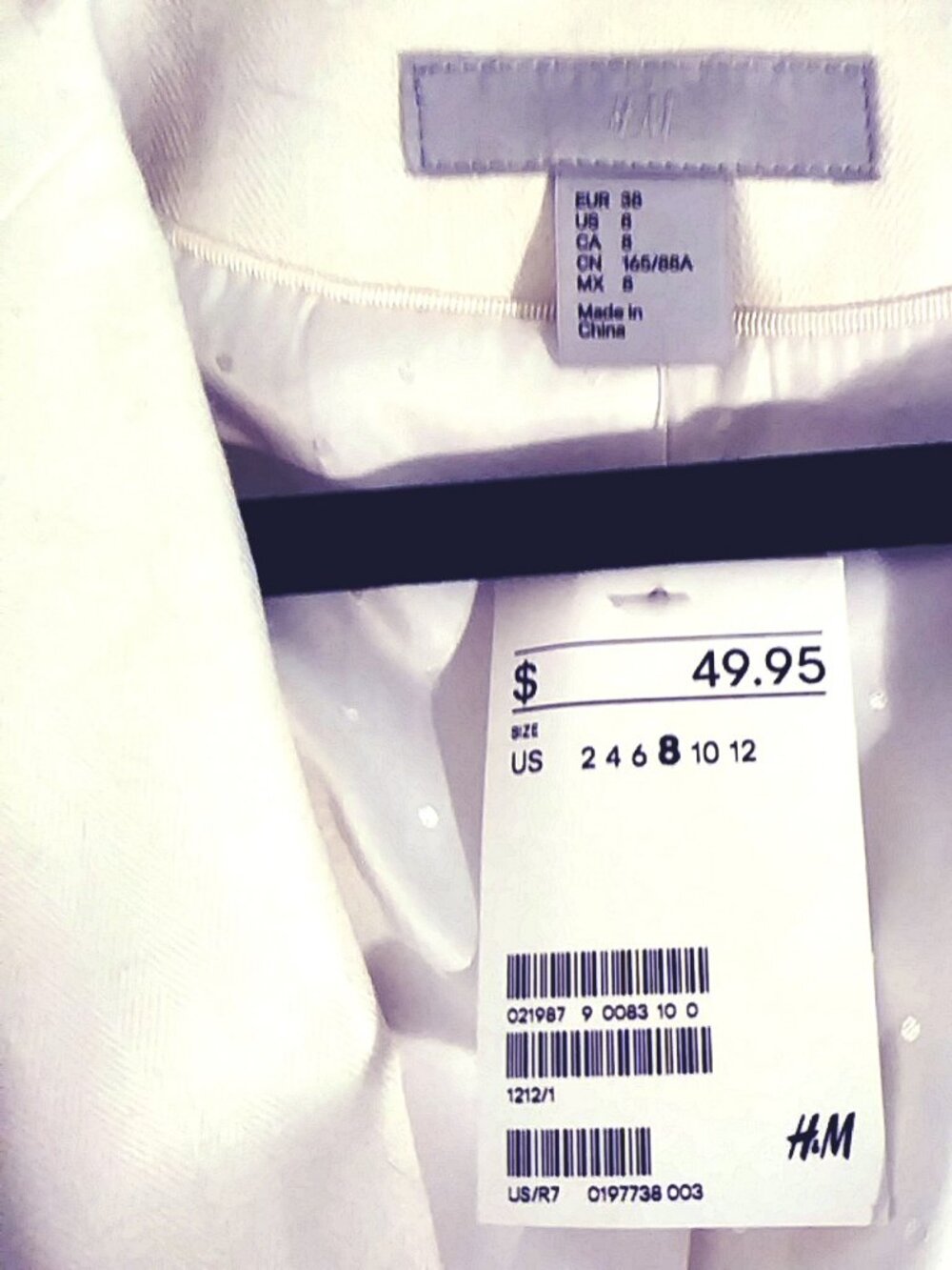 H&M WHITE LINEN/COTTON JACKET/BLAZER Size Small - Picture 3 of 7